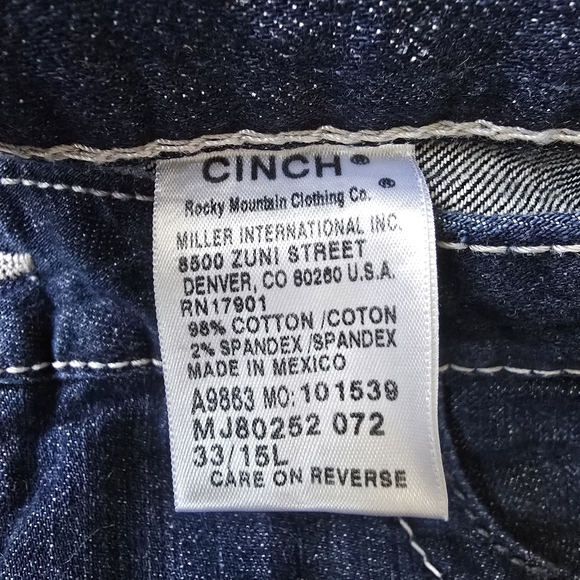 Cinch Ada Mid Rise Relaxed Fit Boot Cut Dark Wash Jeans 33/15 Long NEW - Picture 9 of 14